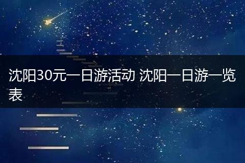沈阳30元一日游活动 沈阳一日游一览表