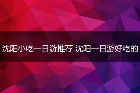 沈阳小吃一日游推荐 沈阳一日游好吃的