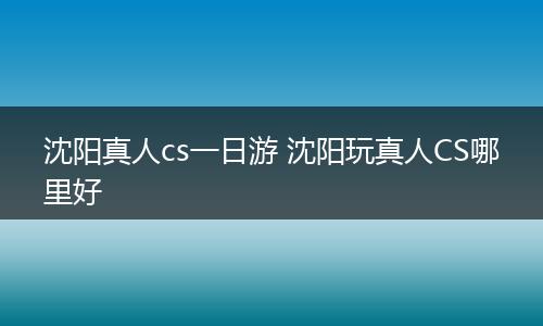 沈阳真人cs一日游 沈阳玩真人CS哪里好