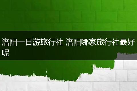 洛阳一日游旅行社 洛阳哪家旅行社最好呢