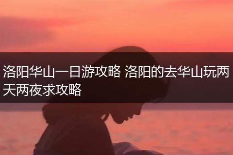洛阳华山一日游攻略 洛阳的去华山玩两天两夜求攻略