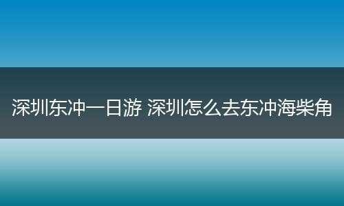 深圳东冲一日游 深圳怎么去东冲海柴角