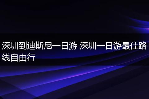 深圳到迪斯尼一日游 深圳一日游最佳路线自由行