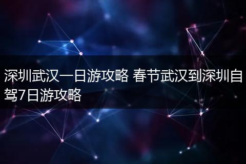 深圳武汉一日游攻略 春节武汉到深圳自驾7日游攻略