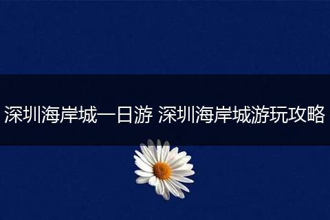 深圳海岸城一日游 深圳海岸城游玩攻略