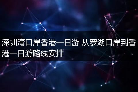 深圳湾口岸香港一日游 从罗湖口岸到香港一日游路线安排