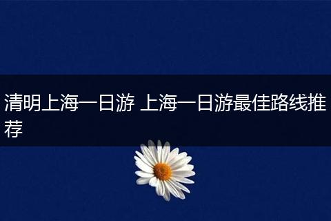 清明上海一日游 上海一日游最佳路线推荐