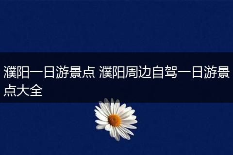 濮阳一日游景点 濮阳周边自驾一日游景点大全