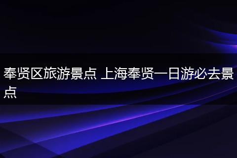 奉贤区旅游景点 上海奉贤一日游必去景点