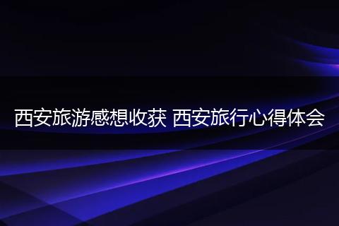 西安旅游感想收获 西安旅行心得体会