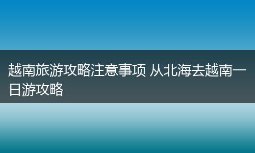 越南旅游攻略注意事项 从北海去越南一日游攻略