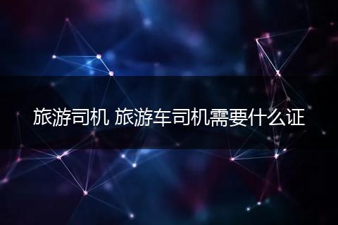 旅游司机 旅游车司机需要什么证
