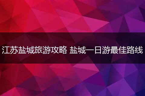 江苏盐城旅游攻略 盐城一日游最佳路线