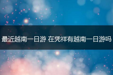最近越南一日游 在凭祥有越南一日游吗