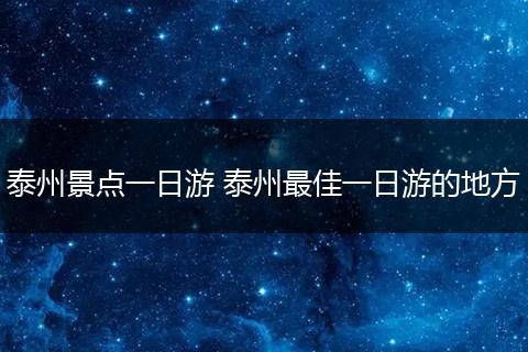 泰州景点一日游 泰州最佳一日游的地方