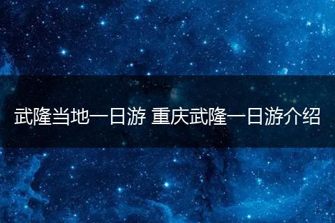 武隆当地一日游 重庆武隆一日游介绍