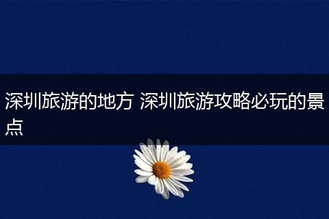 深圳旅游的地方 深圳旅游攻略必玩的景点