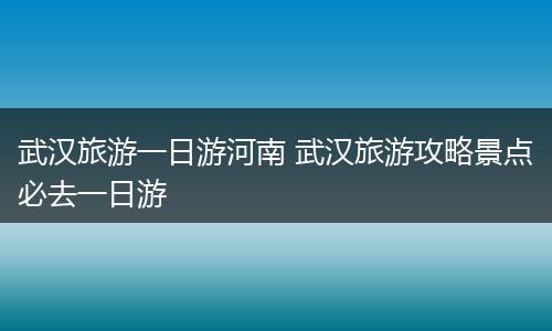 武汉旅游一日游河南 武汉旅游攻略景点必去一日游