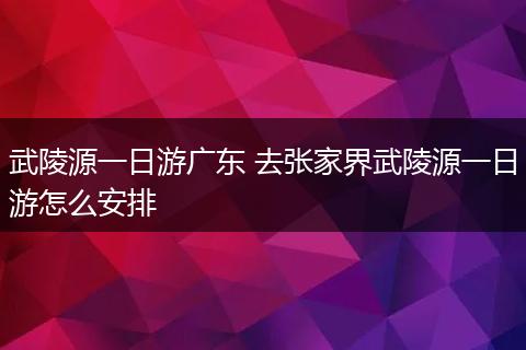 武陵源一日游广东 去张家界武陵源一日游怎么安排