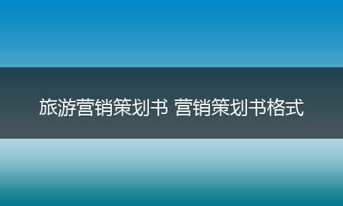 旅游营销策划书 营销策划书格式