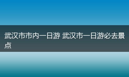 武汉市市内一日游 武汉市一日游必去景点
