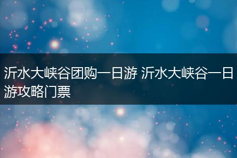 沂水大峡谷团购一日游 沂水大峡谷一日游攻略门票
