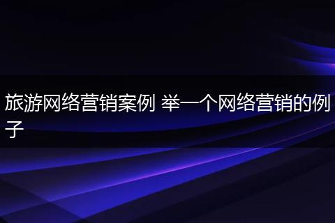 旅游网络营销案例 举一个网络营销的例子