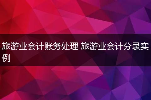 旅游业会计账务处理 旅游业会计分录实例