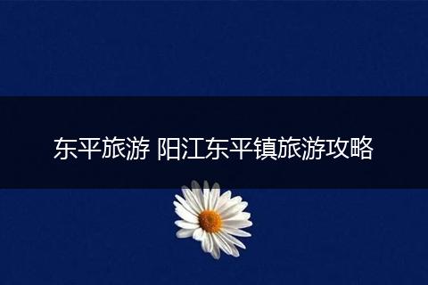 东平旅游 阳江东平镇旅游攻略