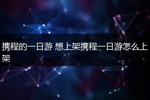携程的一日游 想上架携程一日游怎么上架