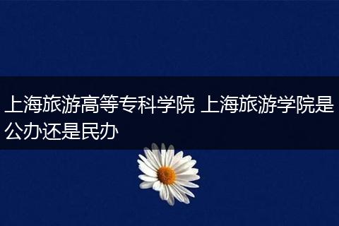 上海旅游高等专科学院 上海旅游学院是公办还是民办