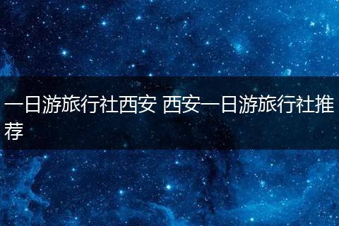 一日游旅行社西安 西安一日游旅行社推荐