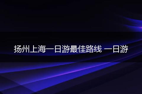 扬州上海一日游最佳路线 一日游