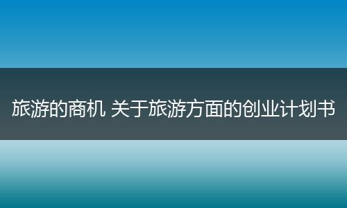 旅游的商机 关于旅游方面的创业计划书