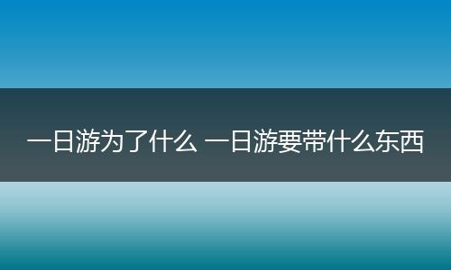 一日游为了什么 一日游要带什么东西
