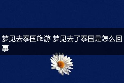 梦见去泰国旅游 梦见去了泰国是怎么回事