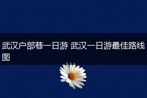 武汉户部巷一日游 武汉一日游最佳路线图
