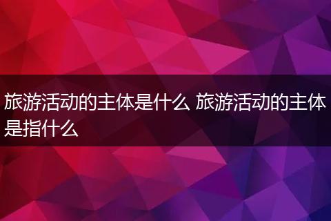 旅游活动的主体是什么 旅游活动的主体是指什么