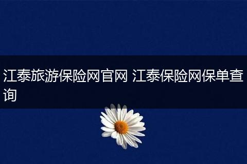江泰旅游保险网官网 江泰保险网保单查询