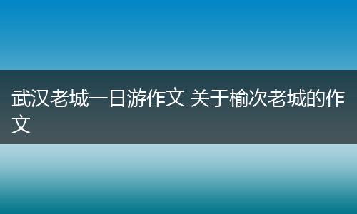 武汉老城一日游作文 关于榆次老城的作文