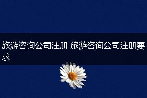 旅游咨询公司注册 旅游咨询公司注册要求