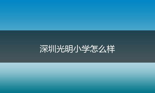 深圳光明小学怎么样