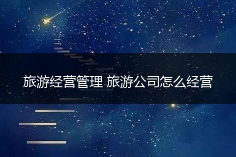 旅游经营管理 旅游公司怎么经营