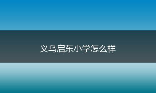 义乌启东小学怎么样