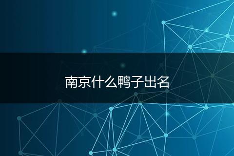 南京什么鸭子出名