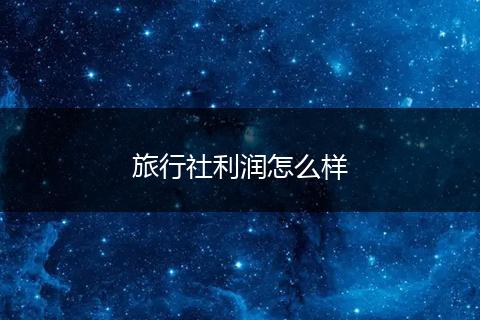 旅行社利润怎么样