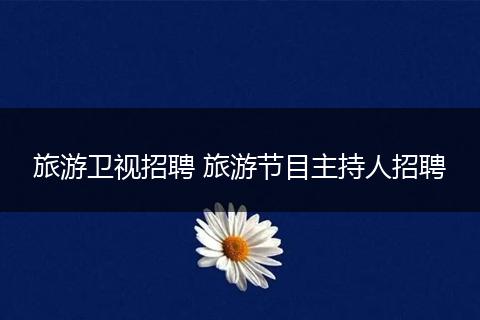 旅游卫视招聘 旅游节目主持人招聘