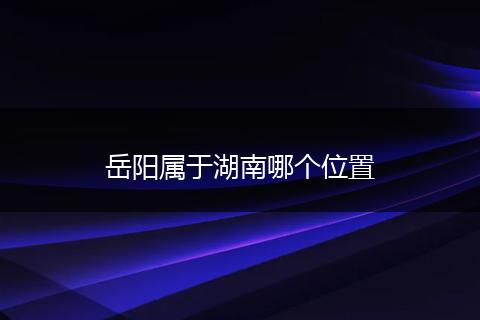 岳阳属于湖南哪个位置