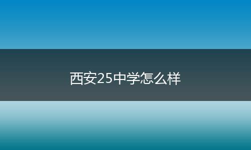 西安25中学怎么样