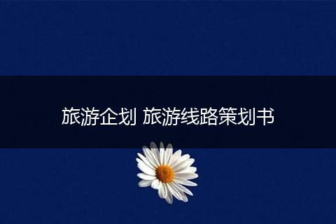 旅游企划 旅游线路策划书